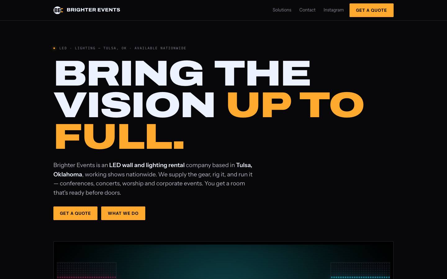 Brighter Events website homepage