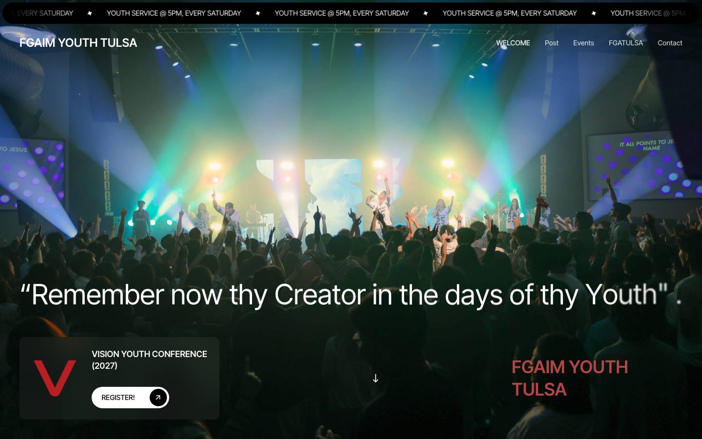 FGAIM Youth Tulsa website homepage
